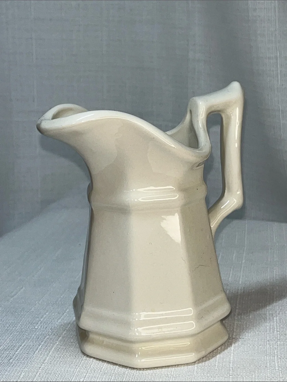 Handmade Signed Ceramic Creamer Pitcher White Pottery Vintage Farmhouse  5”